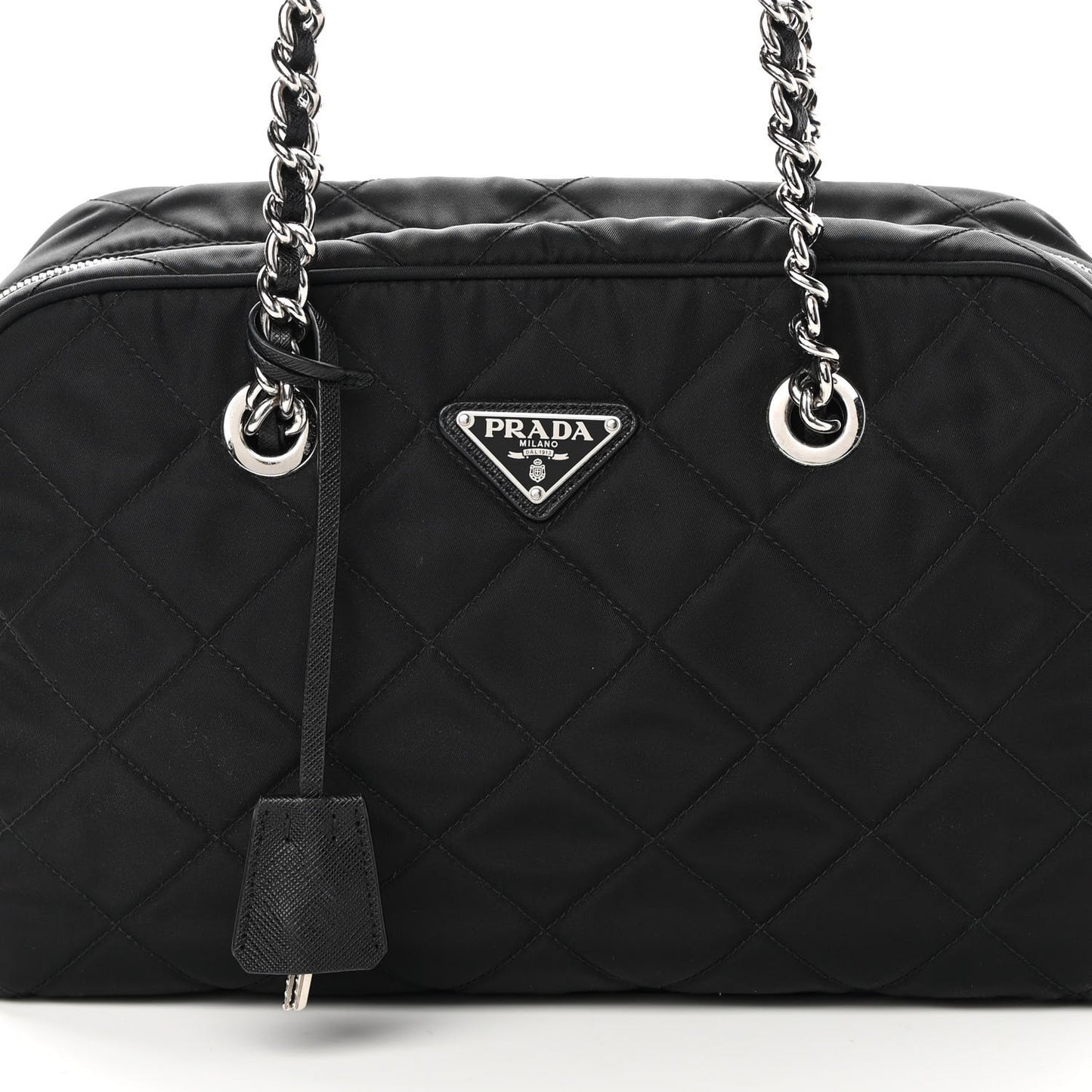 Nylon Tessuto Impuntu Quilted Shoulder Bag Black