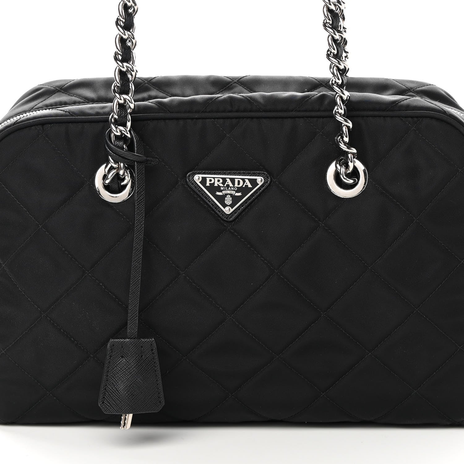 Prada Nylon Tessuto Impuntu Quilted Shoulder Bag Black 7 of 11