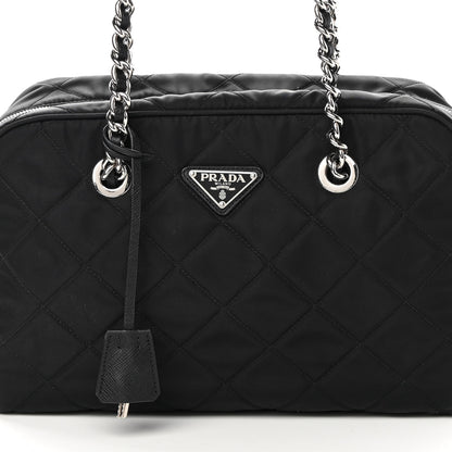 Prada Nylon Tessuto Impuntu Quilted Shoulder Bag Black 7 of 11
