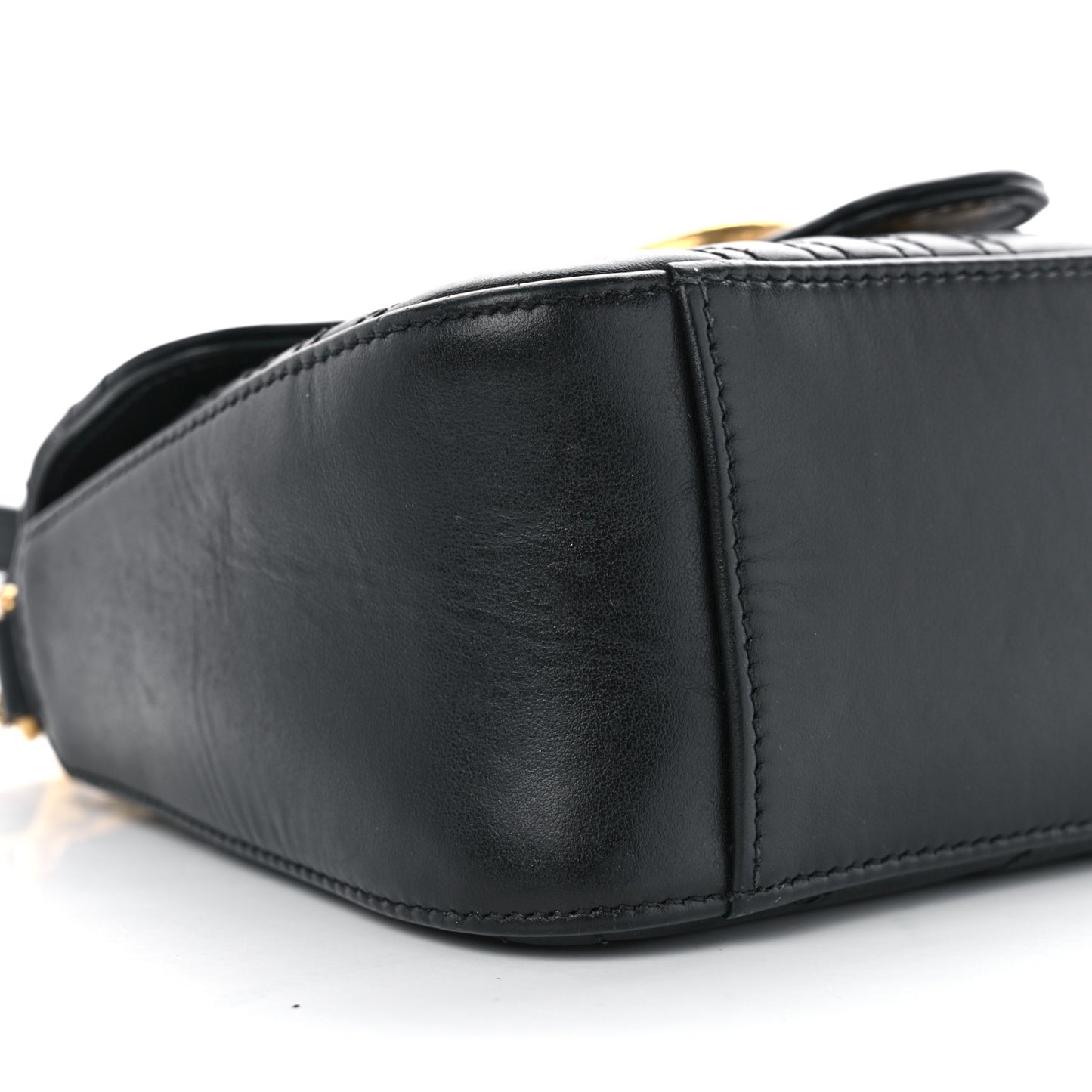 Calfskin Matelasse Mini GG Marmont Top Handle Shoulder Bag Black