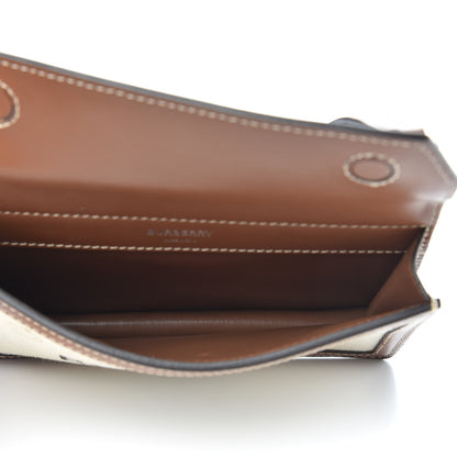 Burberry Smooth Calfskin Canvas Horseferry Print Mini Title Bag with Pocket Natural Malt Brown 5 of 11