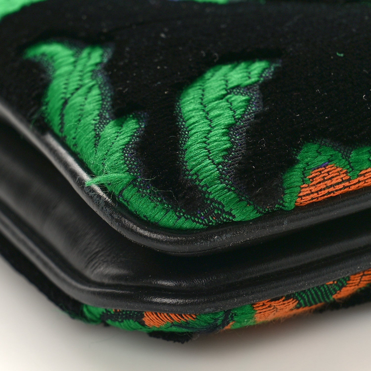 Gucci Velvet Jacquard Floral Embroidered Large Arli Top Handle Bag Black Green Multicolor 9 of 11