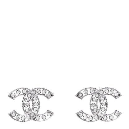 Chanel Crystal CC Earrings Silver 1 of 4