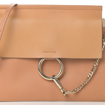 Chloe Grained Calfskin Smooth Lambskin Medium Faye Shoulder Bag Milky Coffee 8 of 15
