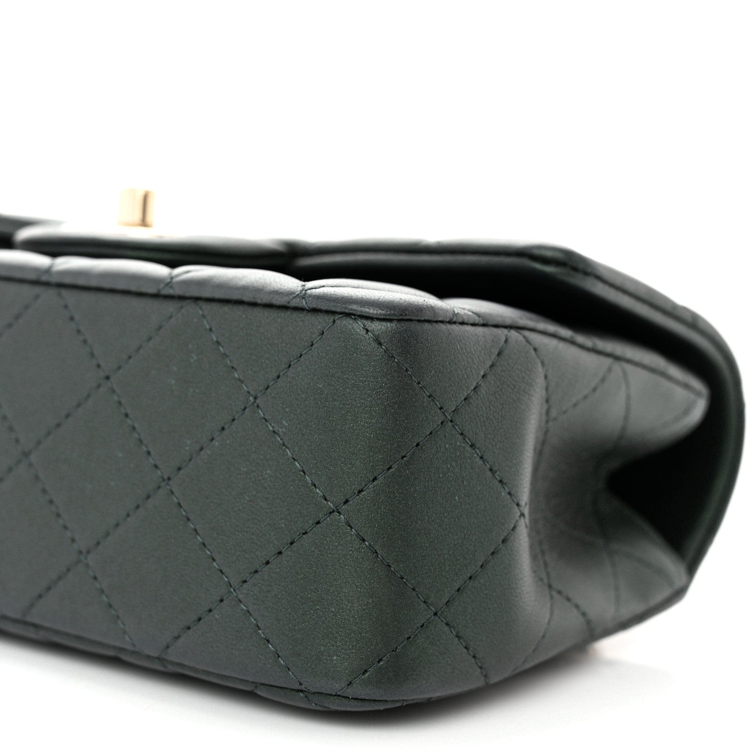 Chanel Iridescent Lambskin Quilted Mini Top Handle Rectangular Flap Dark Green 10 of 10