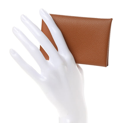 Hermes Epsom Calvi Card Case Gold 2 of 8