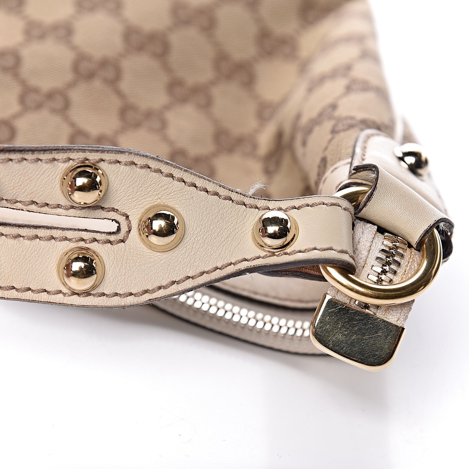 Gucci Monogram Large Biba Studded Hobo Off White 13 of 22