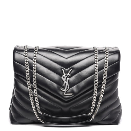 Saint Laurent Calfskin Y Quilted Monogram Medium Loulou Chain Satchel Black 1 of 7