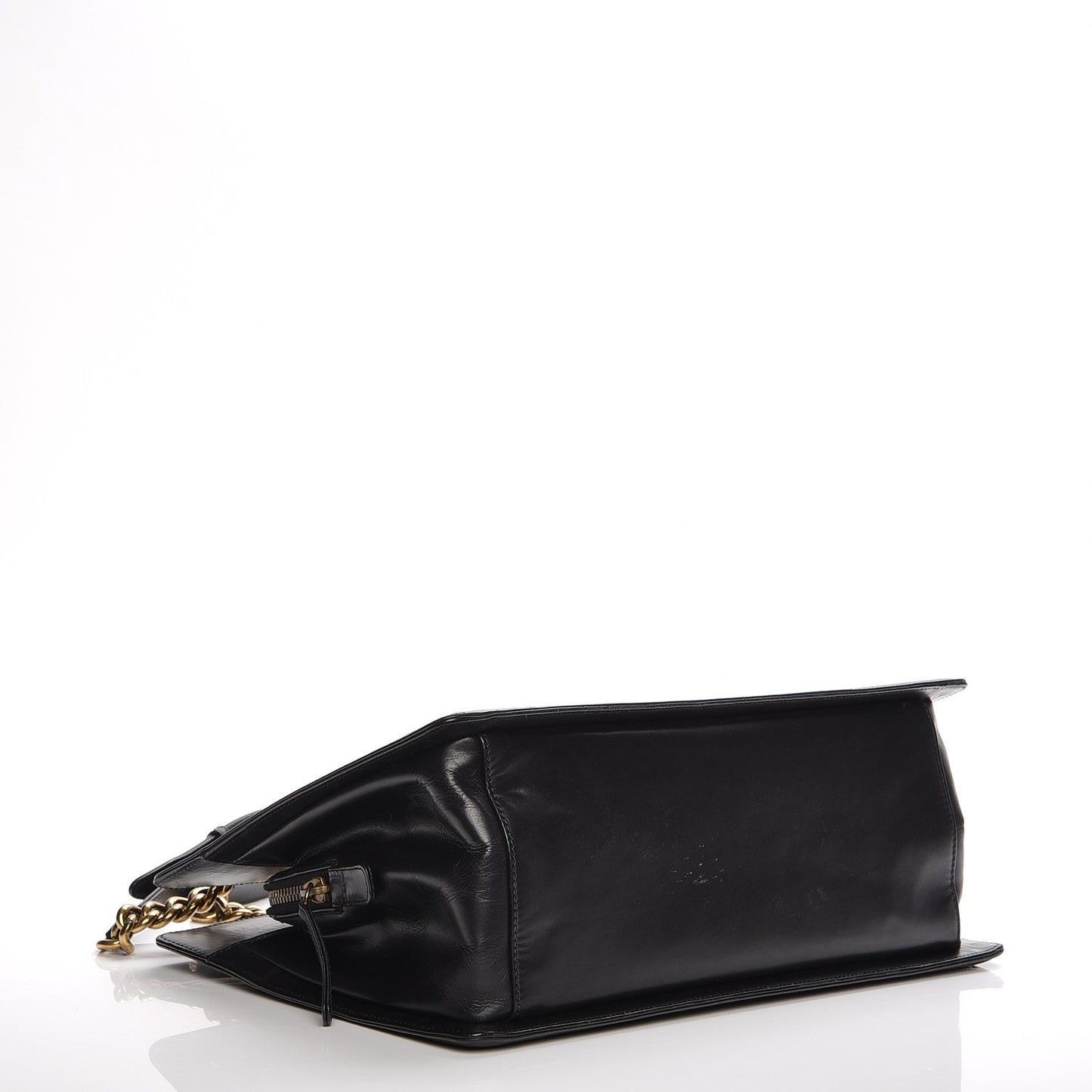 Glazed Calfskin Boy Tote Black