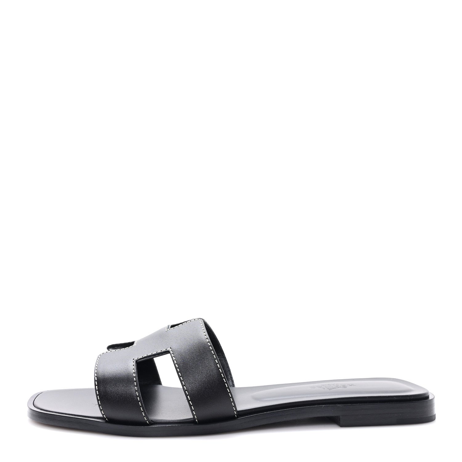 Hermes Box Calfskin Oran Sandals 38 Black 1 of 10