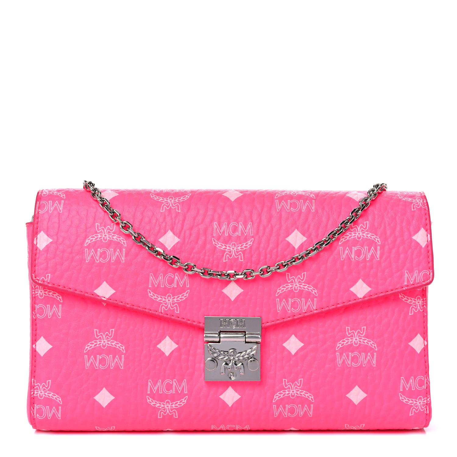 MCM Visetos Monogram Medium Millie Crossbody Bag Neon Pink 1 of 10