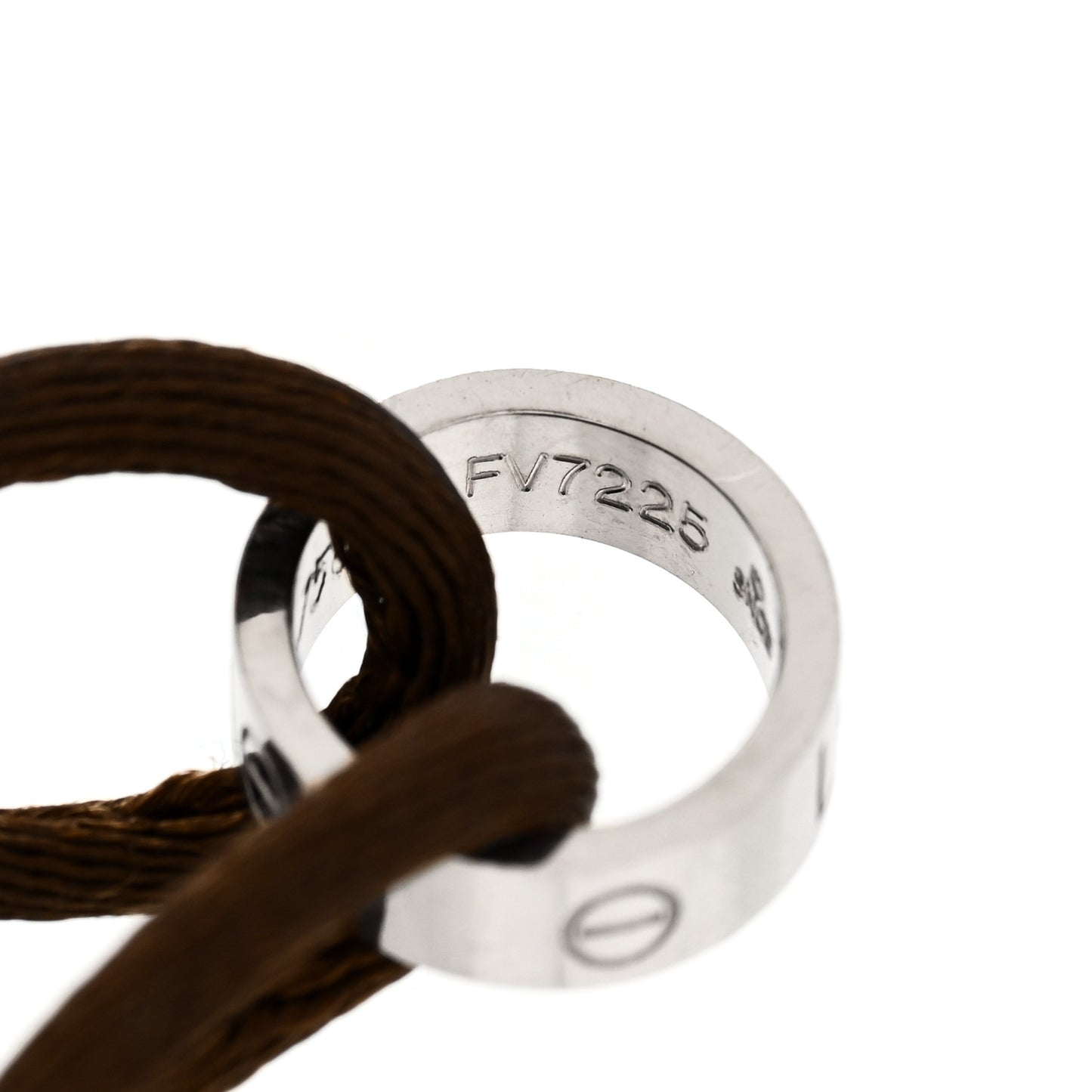 18K White Gold Charity LOVE Adjustable Cord Bracelet Brown