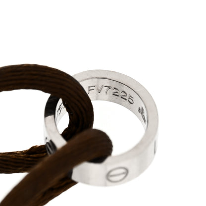 Cartier 18K White Gold Charity LOVE Adjustable Cord Bracelet Brown 4 of 5