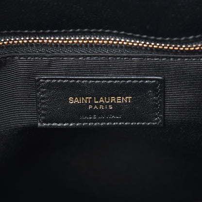Saint Laurent Grain De Poudre Matelasse Chevron Monogram Shopping Bag Black 6 of 10