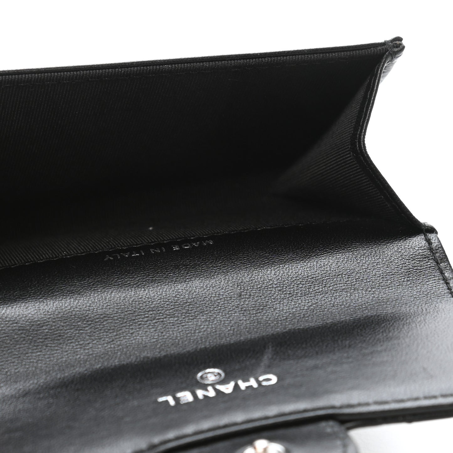 Lambskin Quilted Flap Card Holder Wallet So Black
