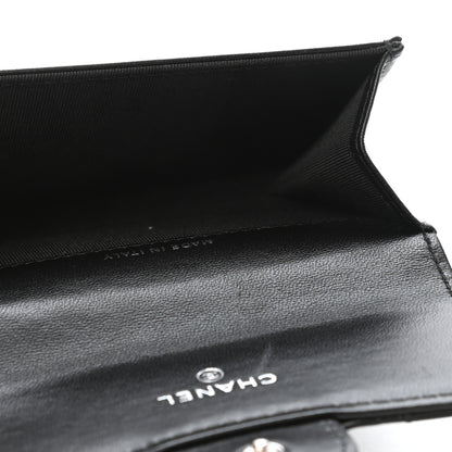 Chanel Lambskin Quilted Flap Card Holder Wallet So Black 5 of 9