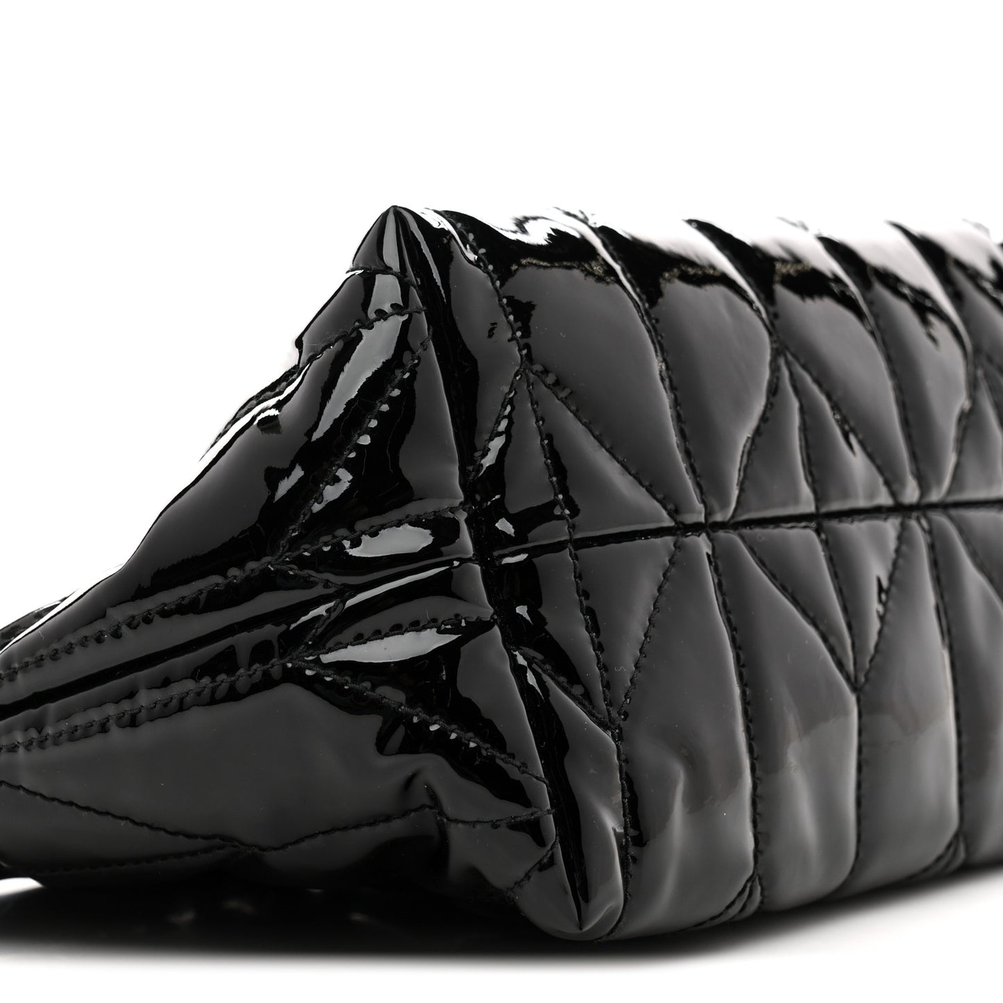 Vernice Trapunto Quilted Mini Spirit Ciré Bag Black