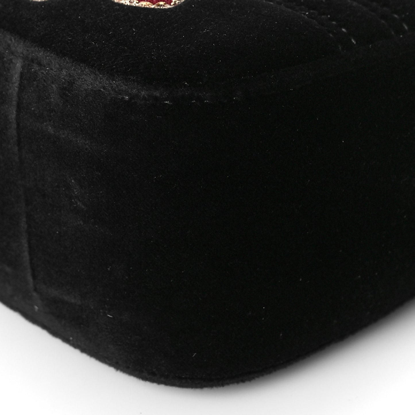 Velvet Matelasse Loved Embroidered Medium GG Marmont Shoulder Bag Black