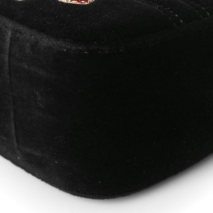 Gucci Velvet Matelasse Loved Embroidered Medium GG Marmont Shoulder Bag Black 9 of 10