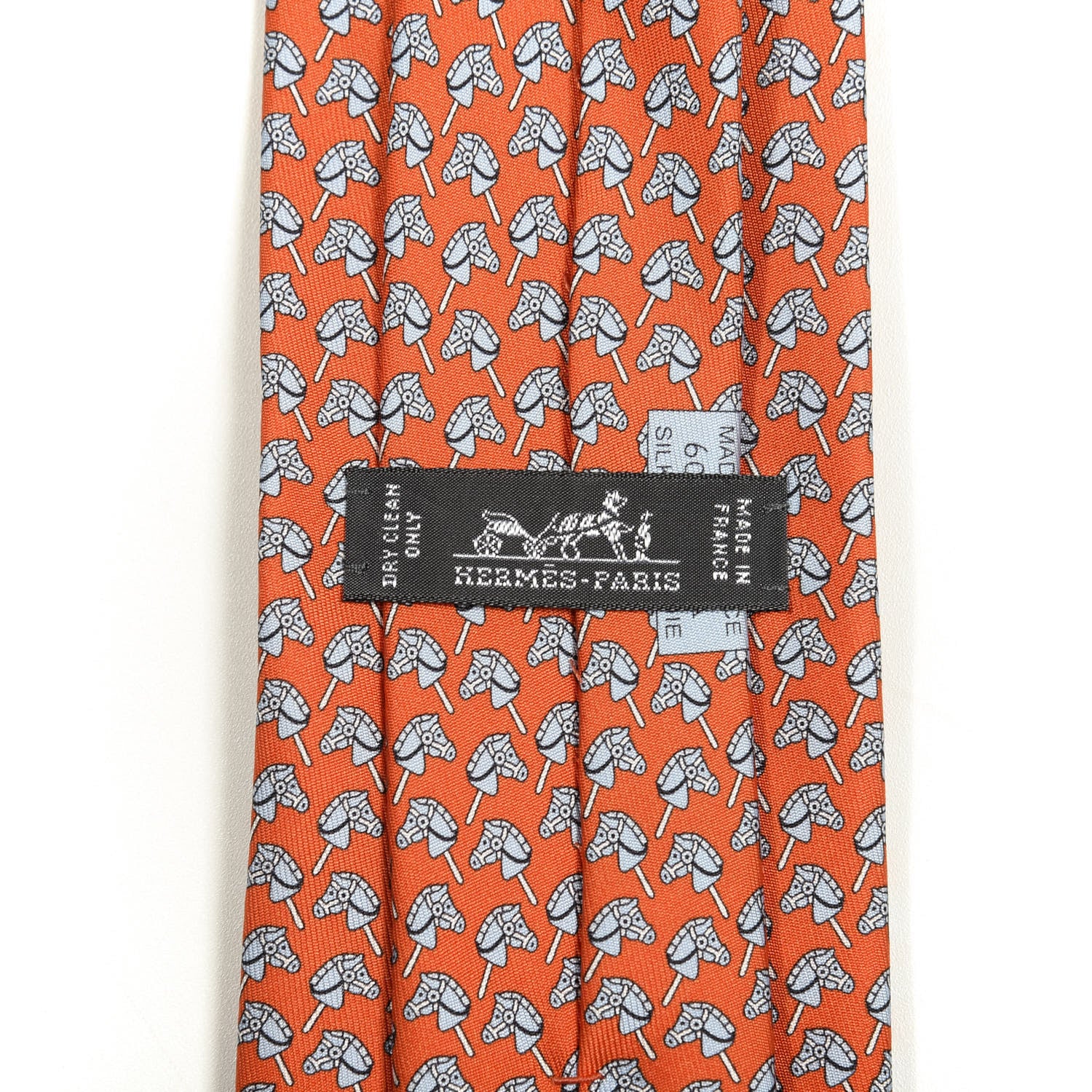 Hermes Printed Silk Mens Neck Tie Orange 2 of 3