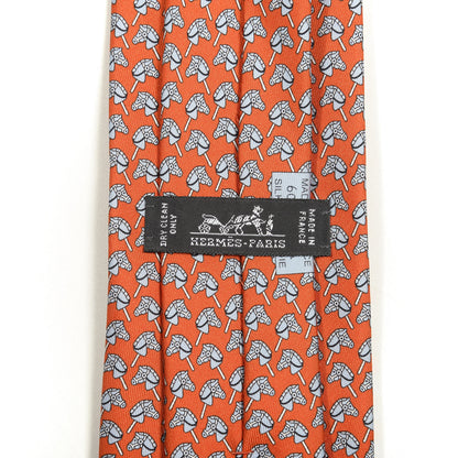 Hermes Printed Silk Mens Neck Tie Orange 2 of 3