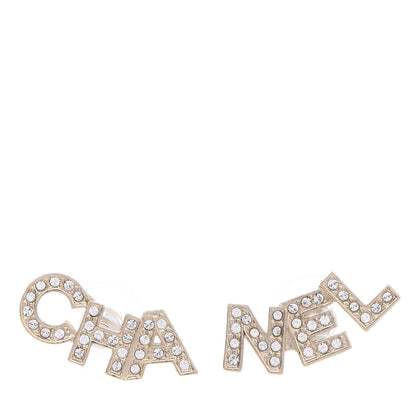 Chanel Crystal Pearl Signature Stud Earrings Gold 1 of 4