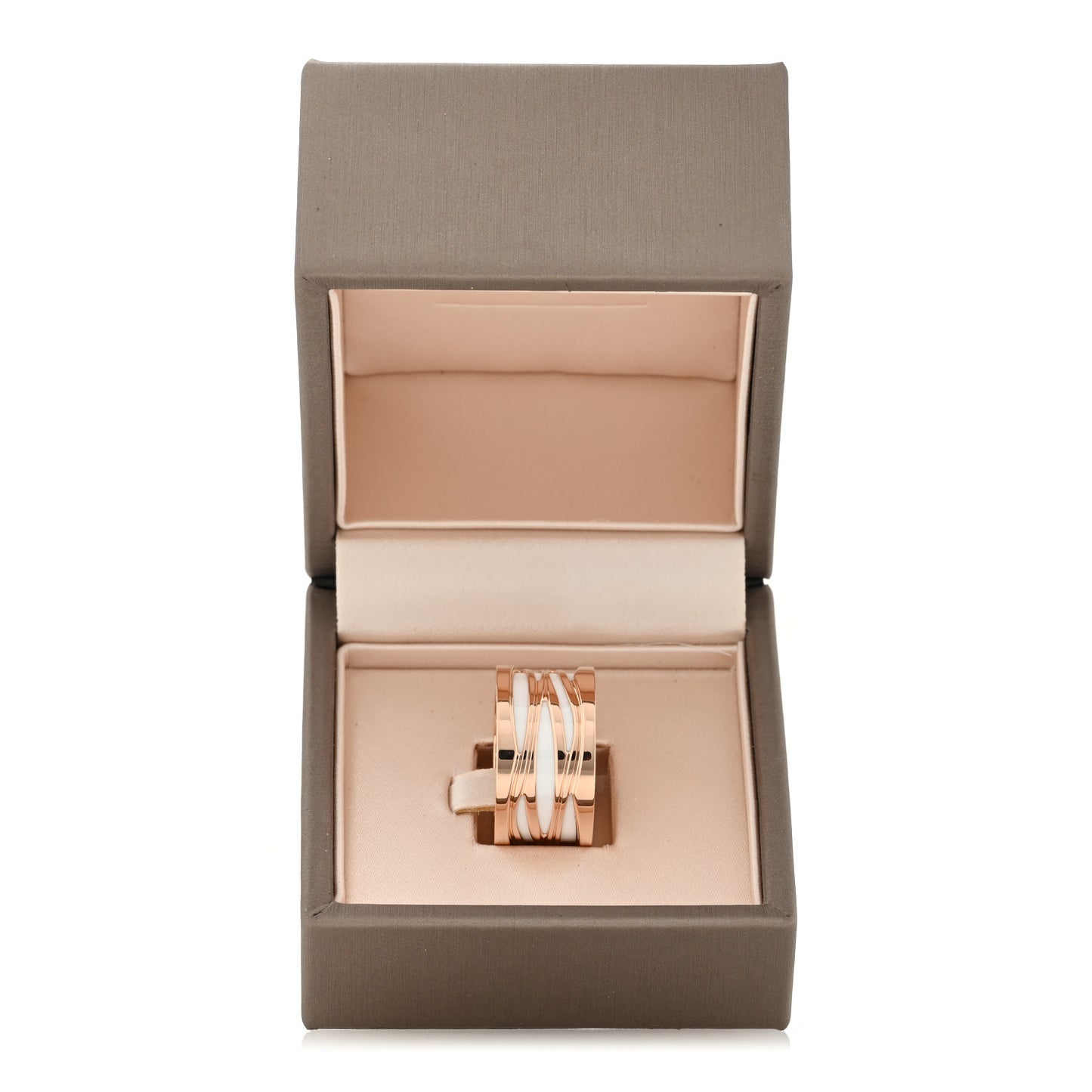 18K Rose Gold White Ceramic B.Zero1 Legend Four-Band Ring 53 6.5