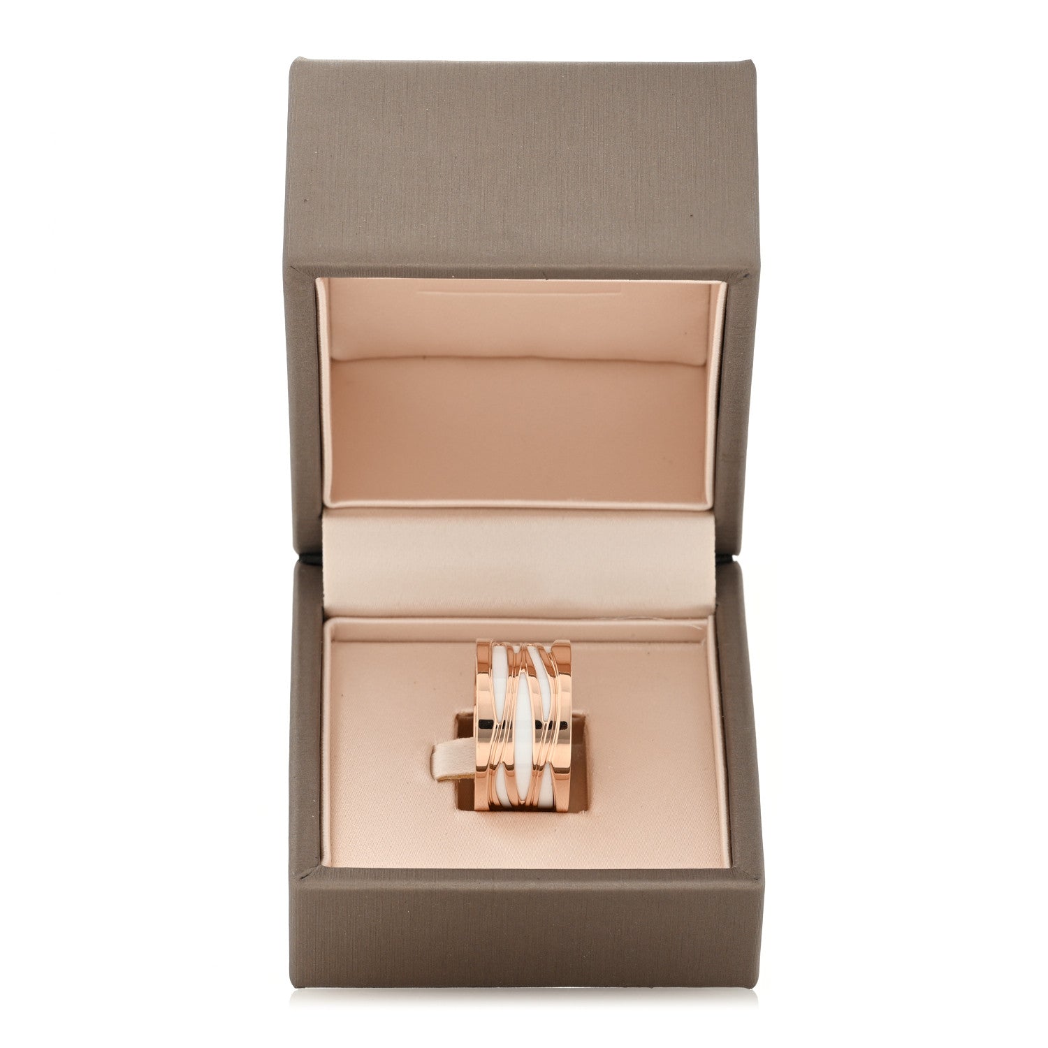 Bulgari 18K Rose Gold White Ceramic B.Zero1 Legend Four-Band Ring 53 6.5 5 of 5