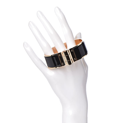 Hermes Enamel Charniere Uni Wide Hinged Bracelet M Black 2 of 5