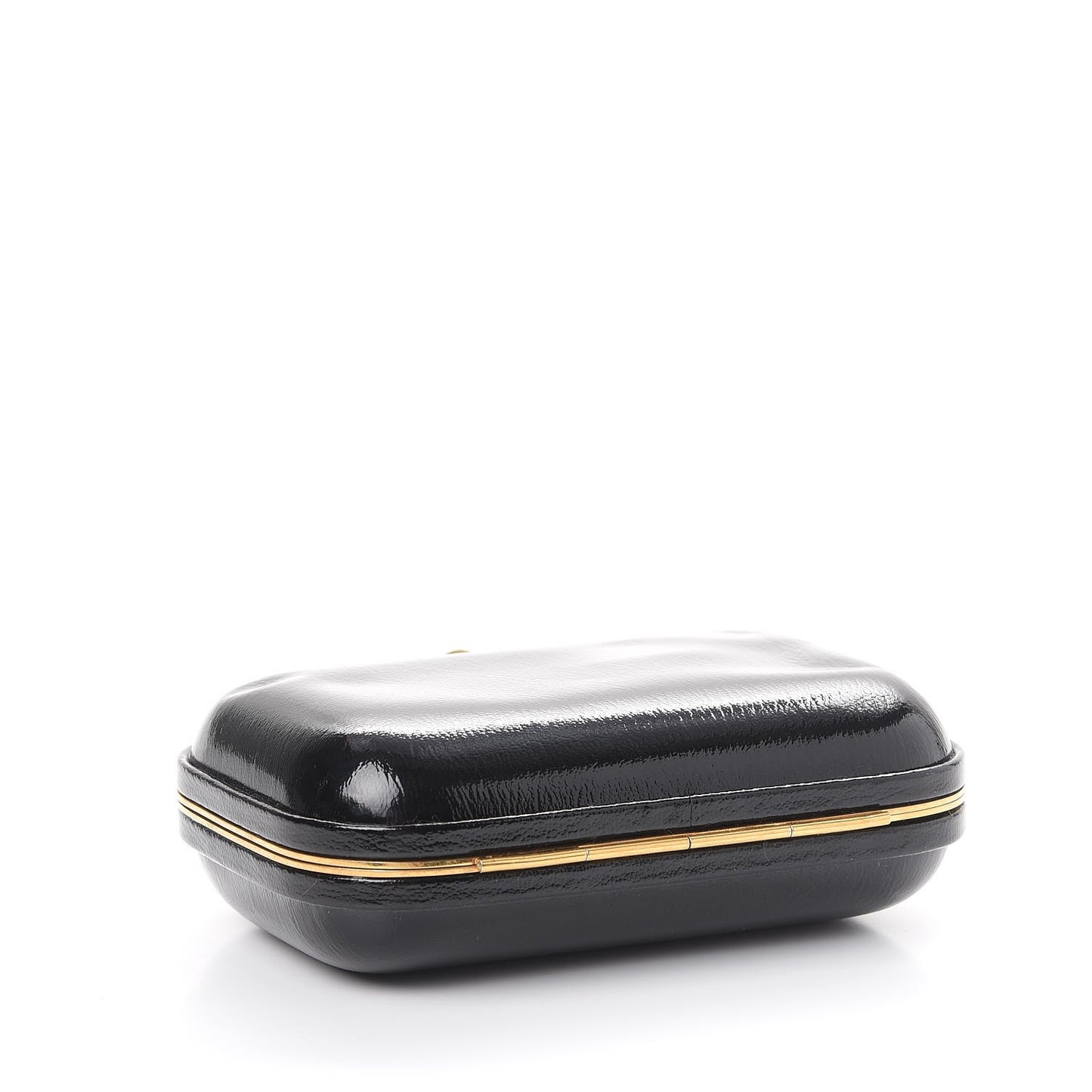 Patent Crystal Skull Small Box Clutch Black