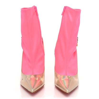 Christian Louboutin Iridescent Patent Crystal Jessie Joli Ankle Boot 40 Rose Fluorescent 2 of 10