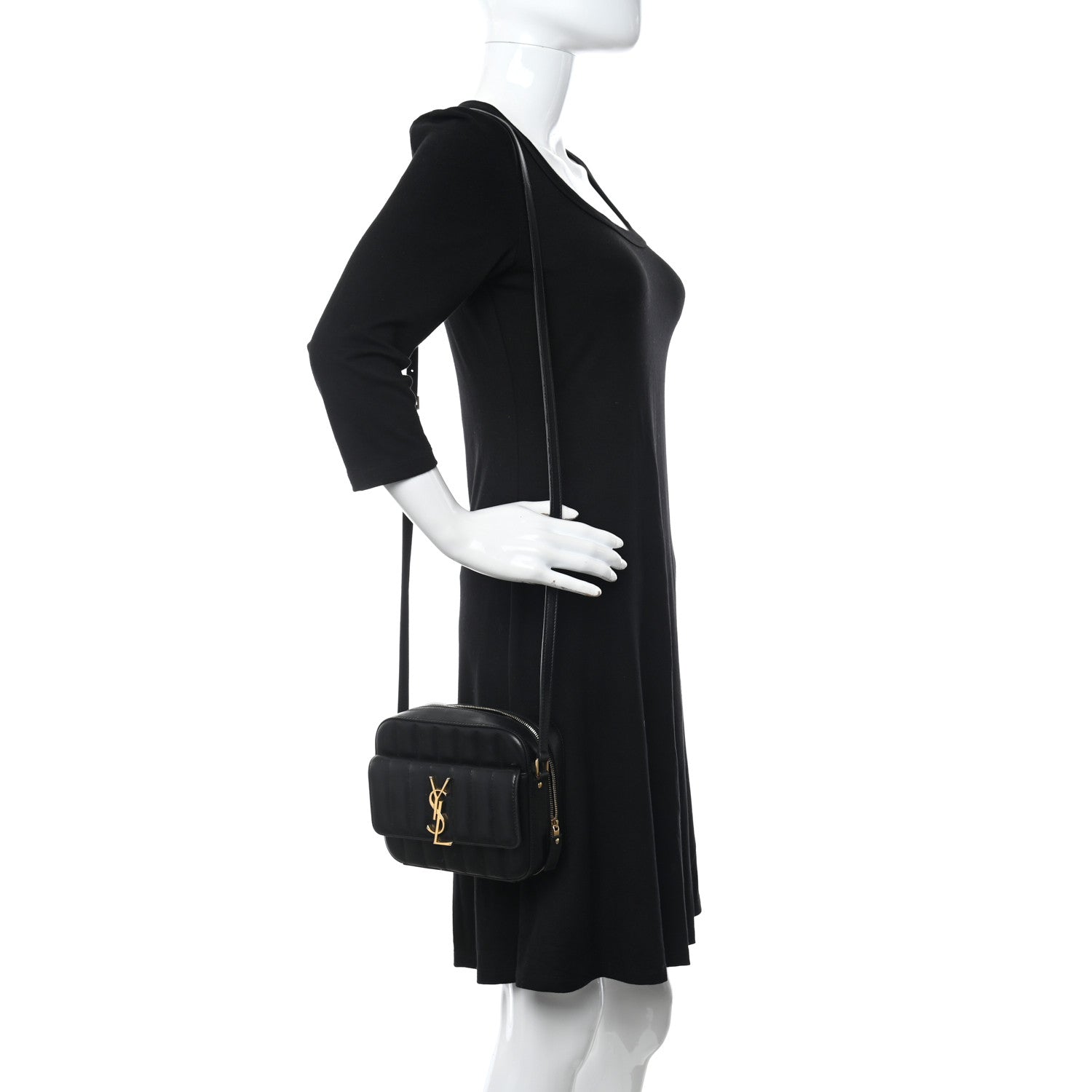 Saint Laurent Lambskin Matelasse Monogram Vicky Camera Bag Black 2 of 8