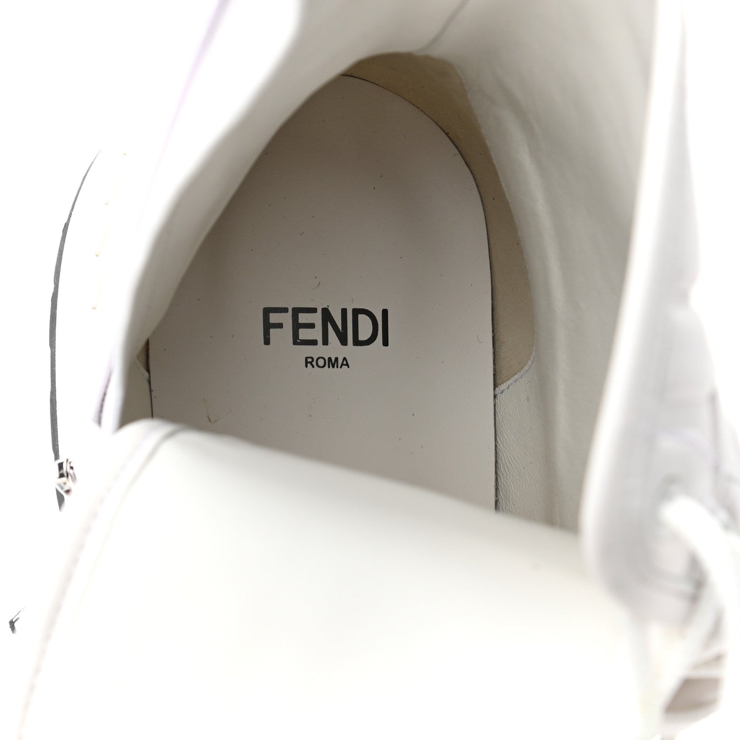 Fendi Nappa FF Embossed Womens Biker Boots 37 Snow 7 of 9