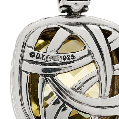 David Yurman Sterling Silver Diamond Lemon Citrine 14mm Albion Enhancer Pendant 4 of 4