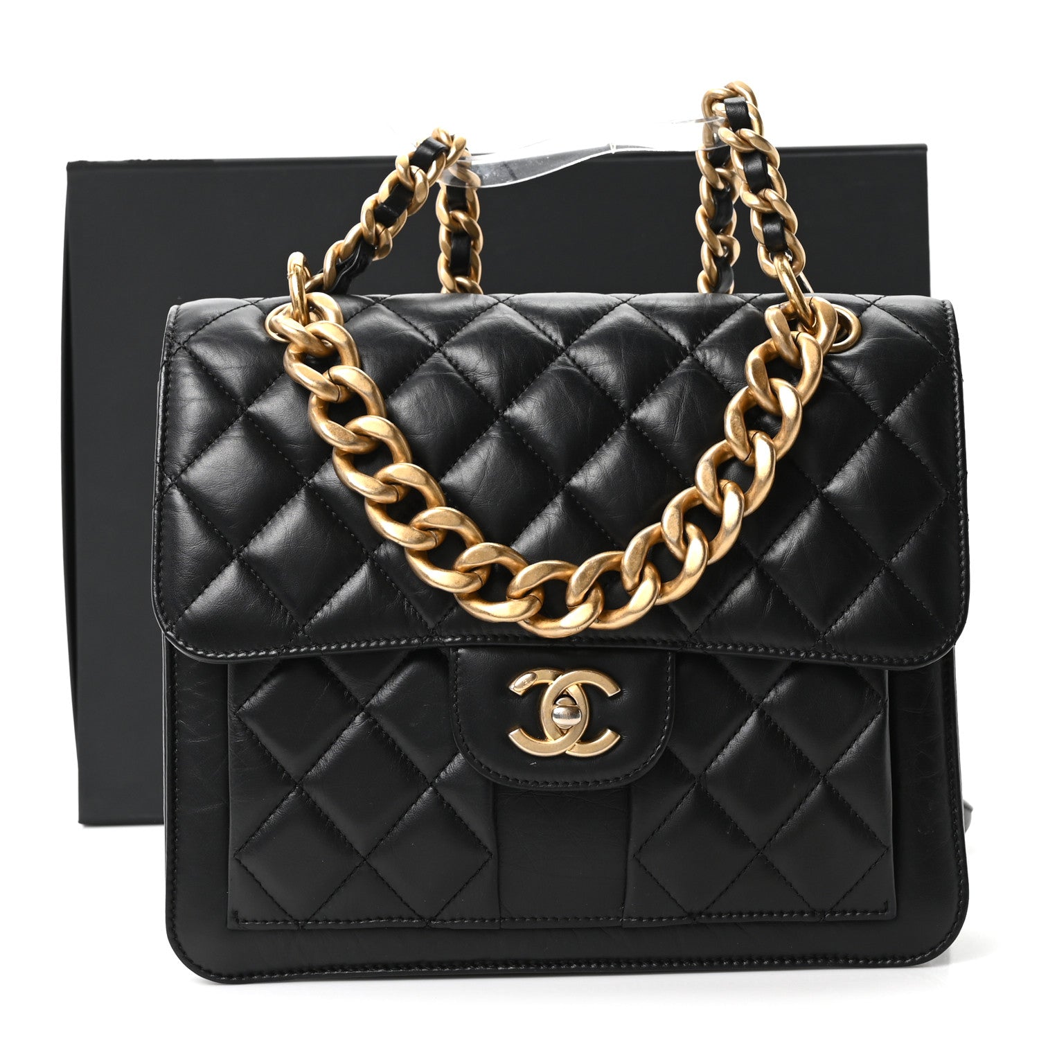 Chanel Aged Calfskin Quilted Double You Backpack Black 10 of 10