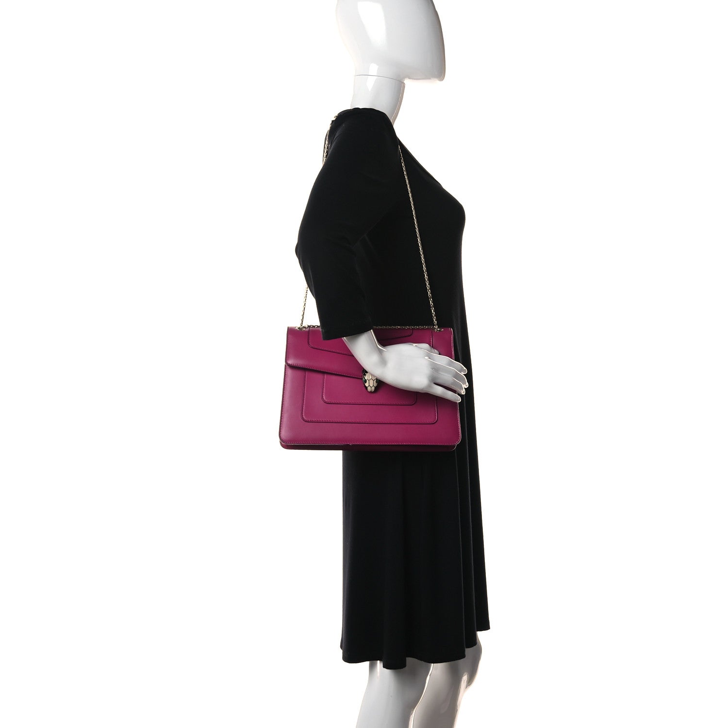 Bulgari Calfskin Serpenti Forever Shoulder Bag Pink 2 of 17