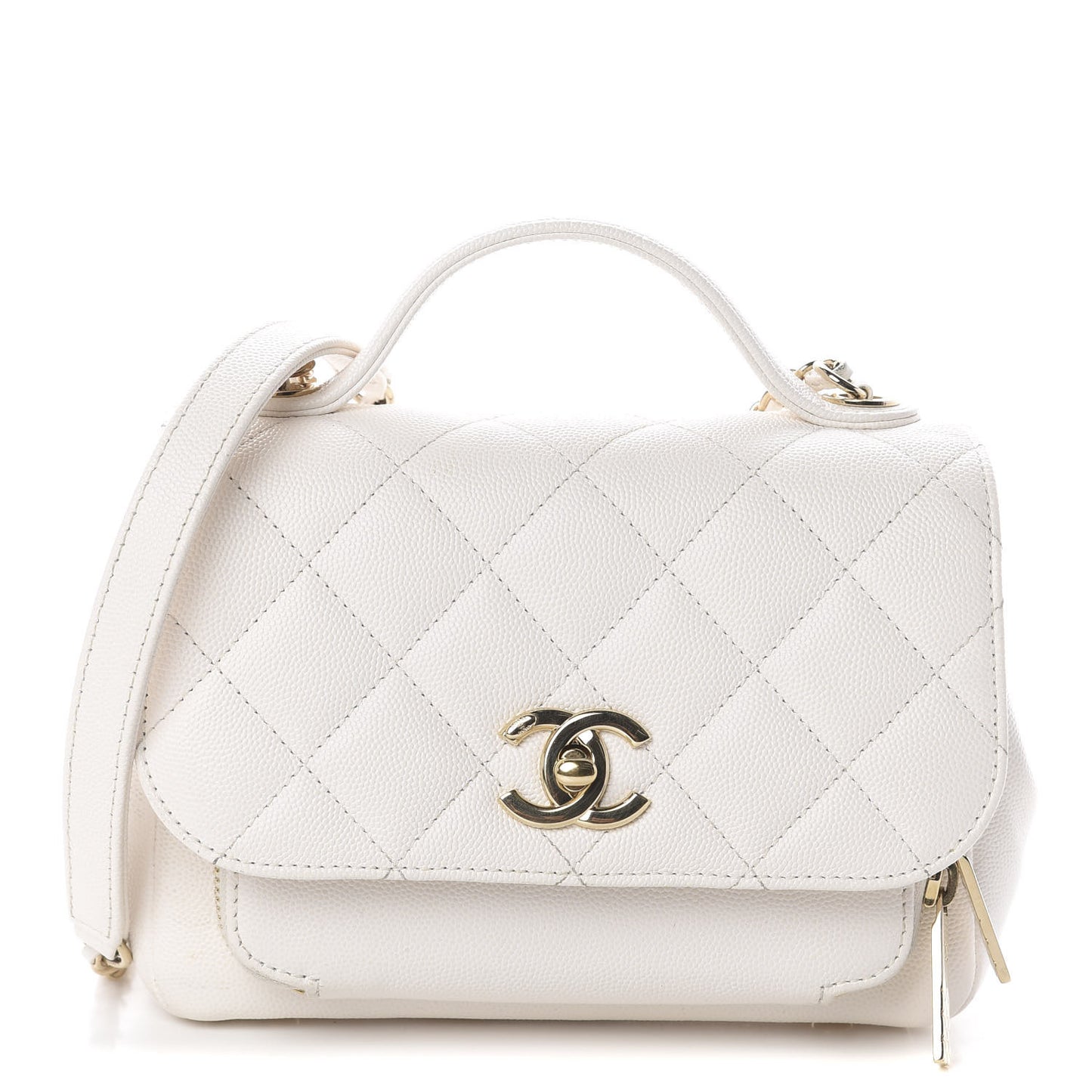 Caviar Quilted Mini Business Affinity Flap White