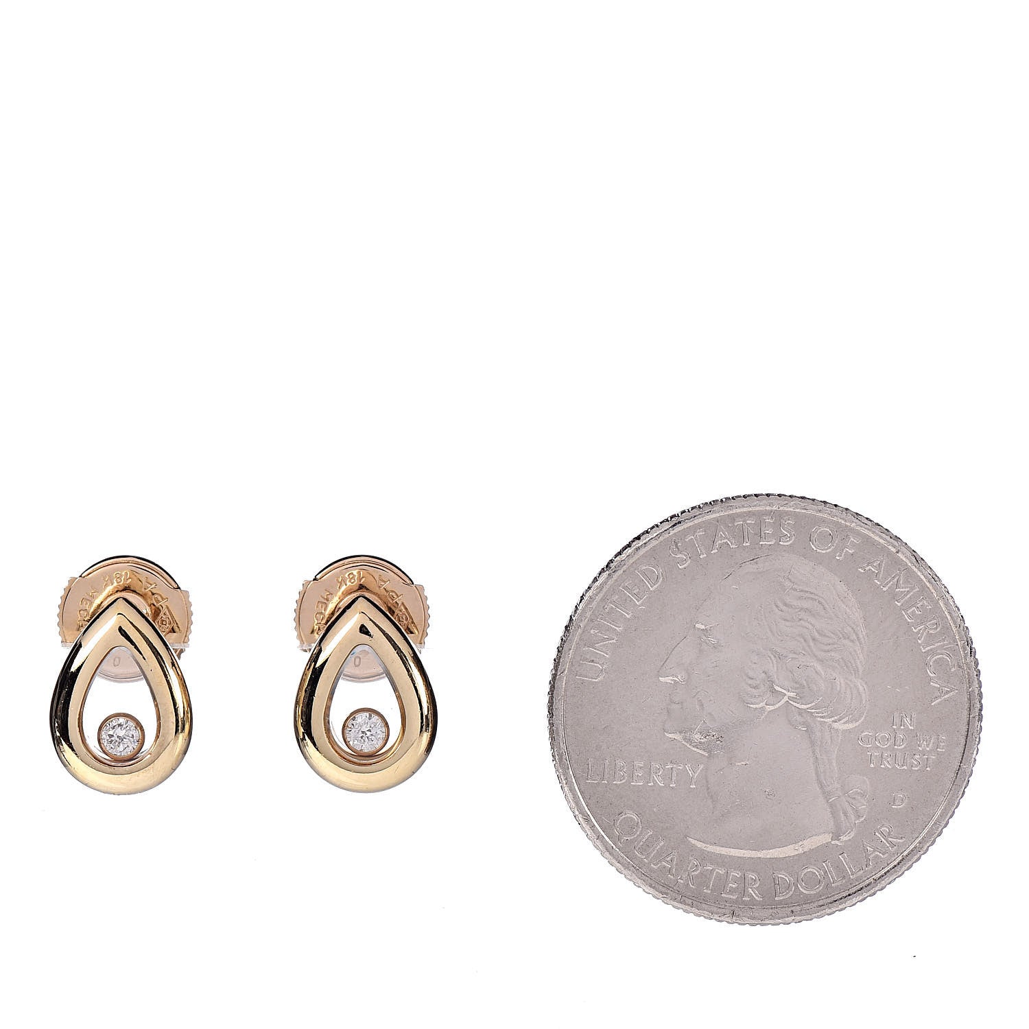 Chopard 18K Yellow Gold Diamond Happy Diamond Pear Earrings 2 of 4