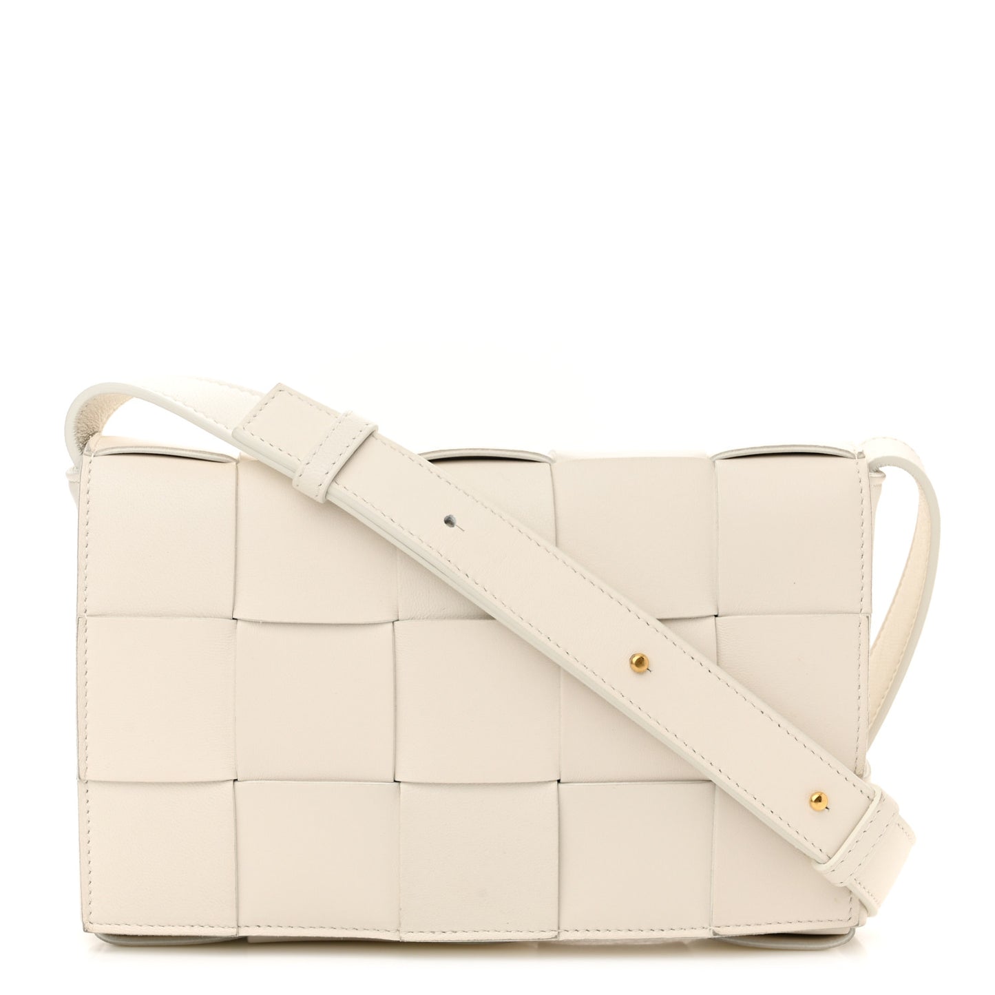 Lambskin Maxi Intrecciato Cassette Crossbody Bag White