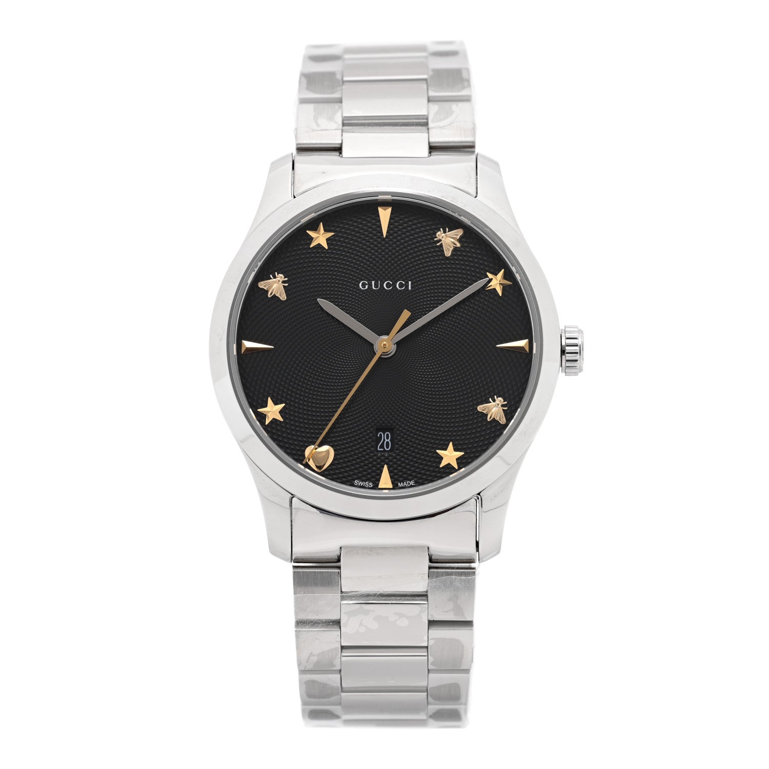 Gucci Stainless Steel 38mm G-Timeless Charm Quartz Watch Black 1 of 5