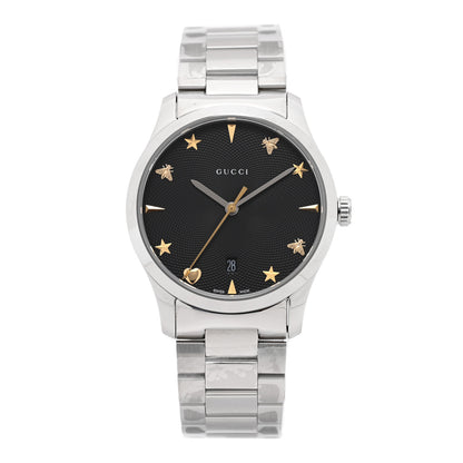 Gucci Stainless Steel 38mm G-Timeless Charm Quartz Watch Black 1 of 5