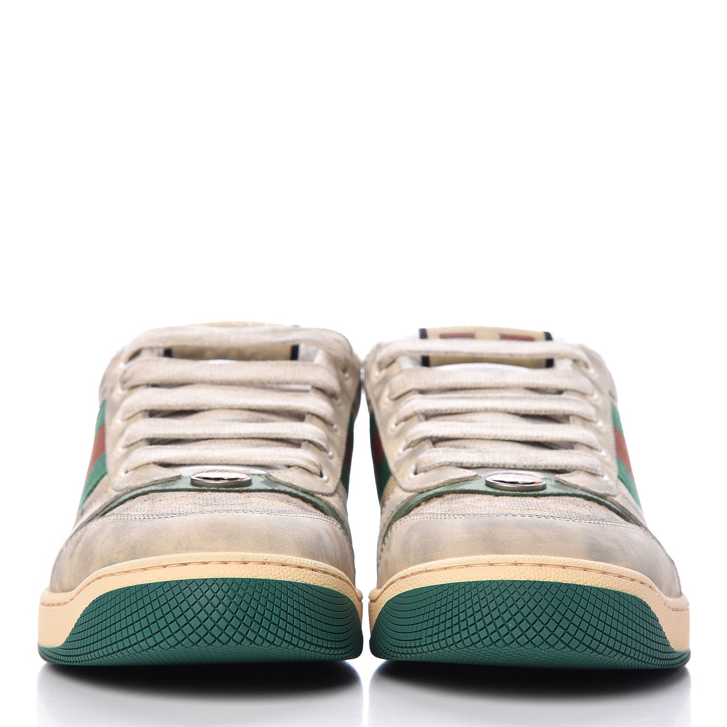 Gucci GG Monogram Nubuck Web Mens Screener Sneakers 8.5 New Sand Dusty Milk Vintage Green 2 of 9