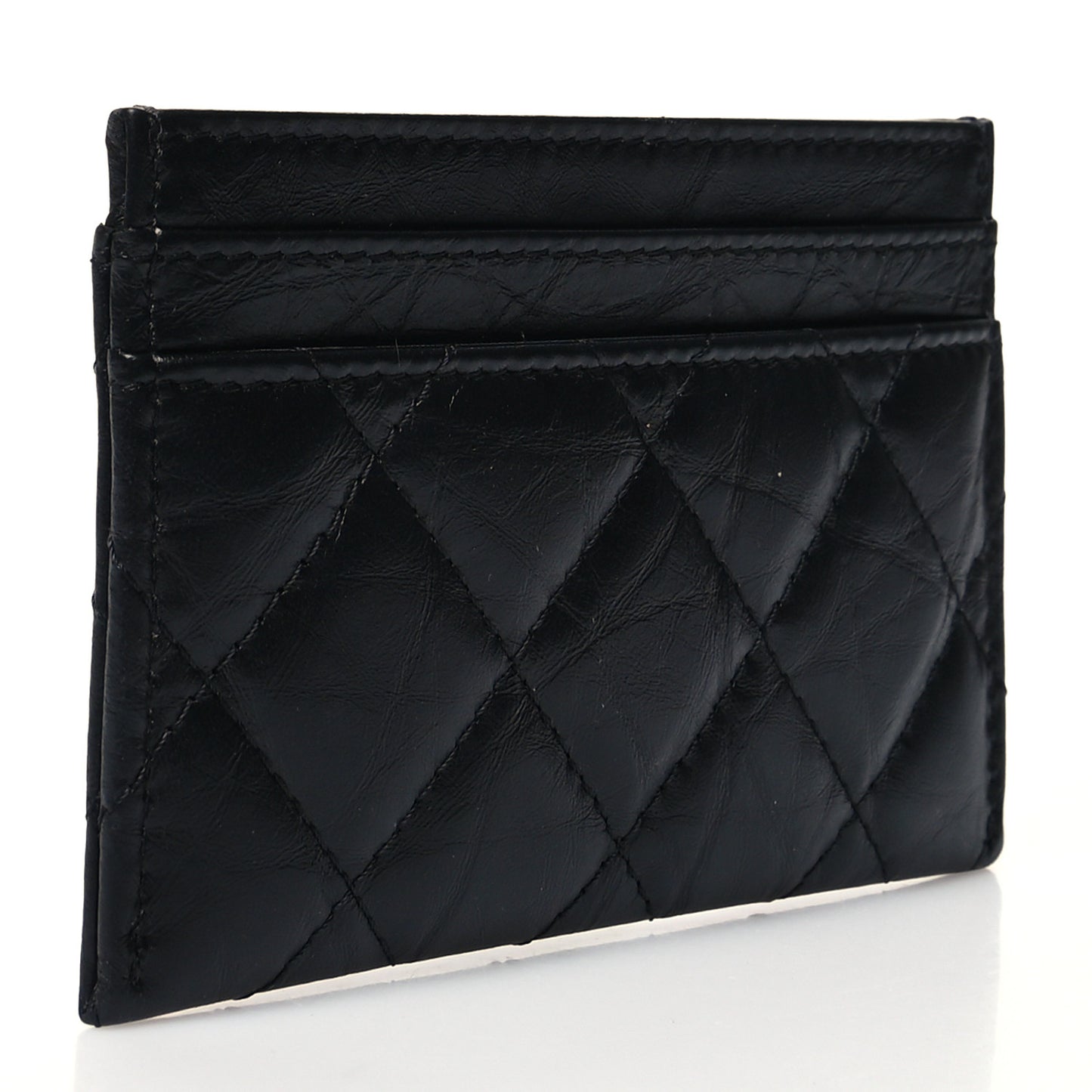 Aged Calfskin Quilted Reissue Card Holder Black