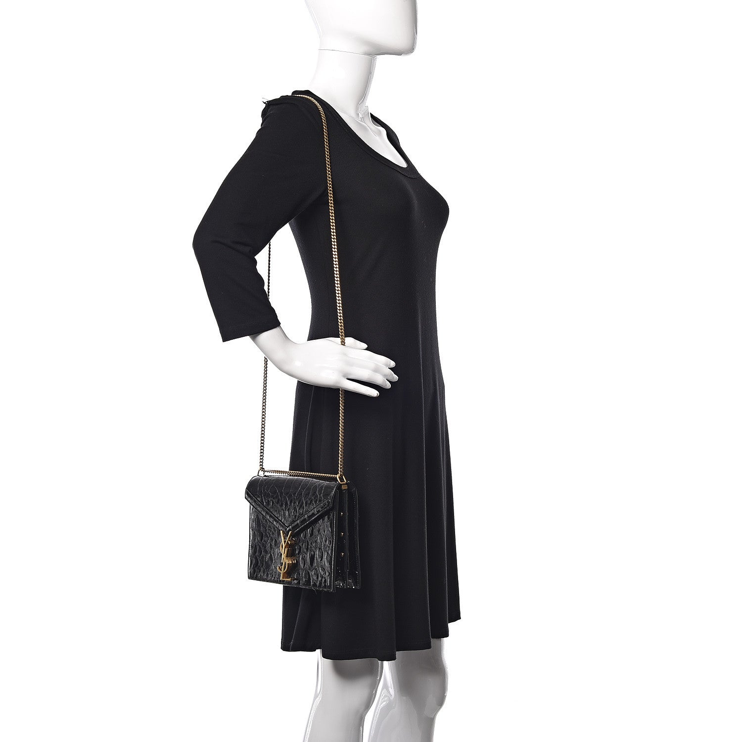 Saint Laurent Patent Turtle Embossed Monogram Cassandra Clasp Bag Black 2 of 13