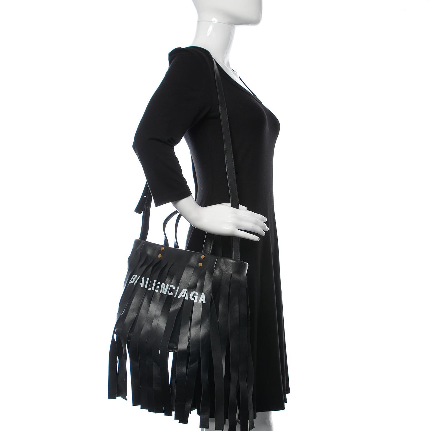 Calfskin XS Fringe Laundry Cabas Black