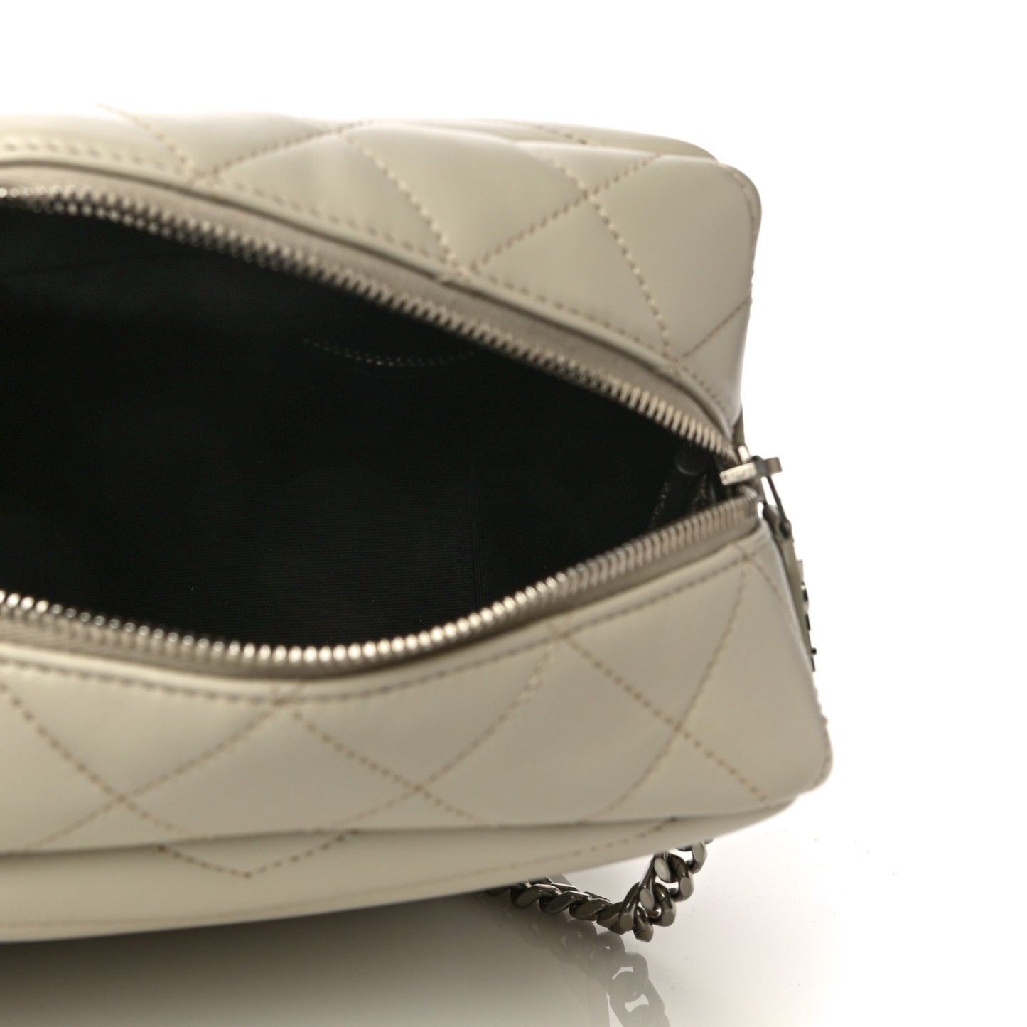 Calfskin Y Quilted Monogram Small Loulou Bowling Bag Ivory