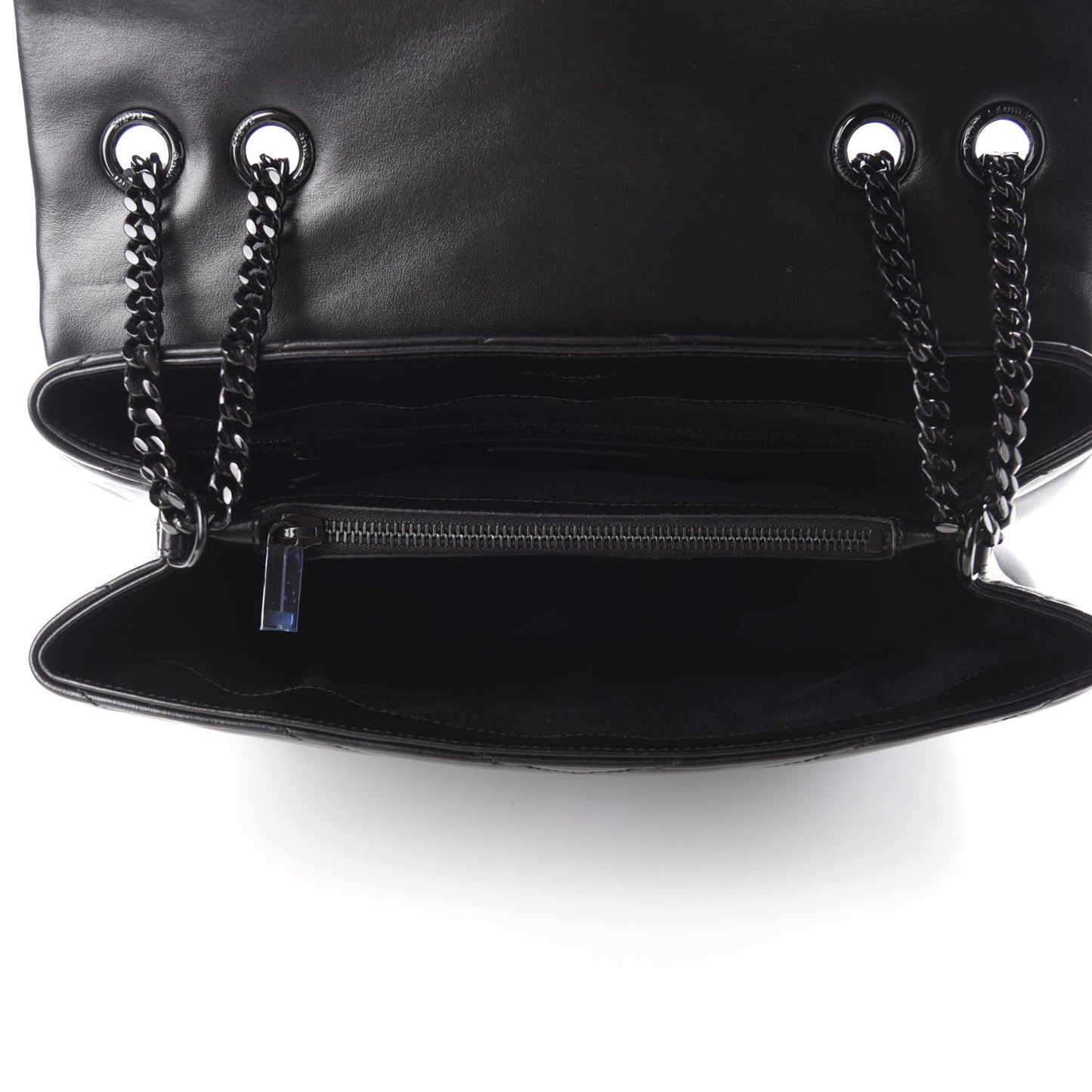Calfskin Y Quilted Monogram Medium Loulou Chain Satchel Black