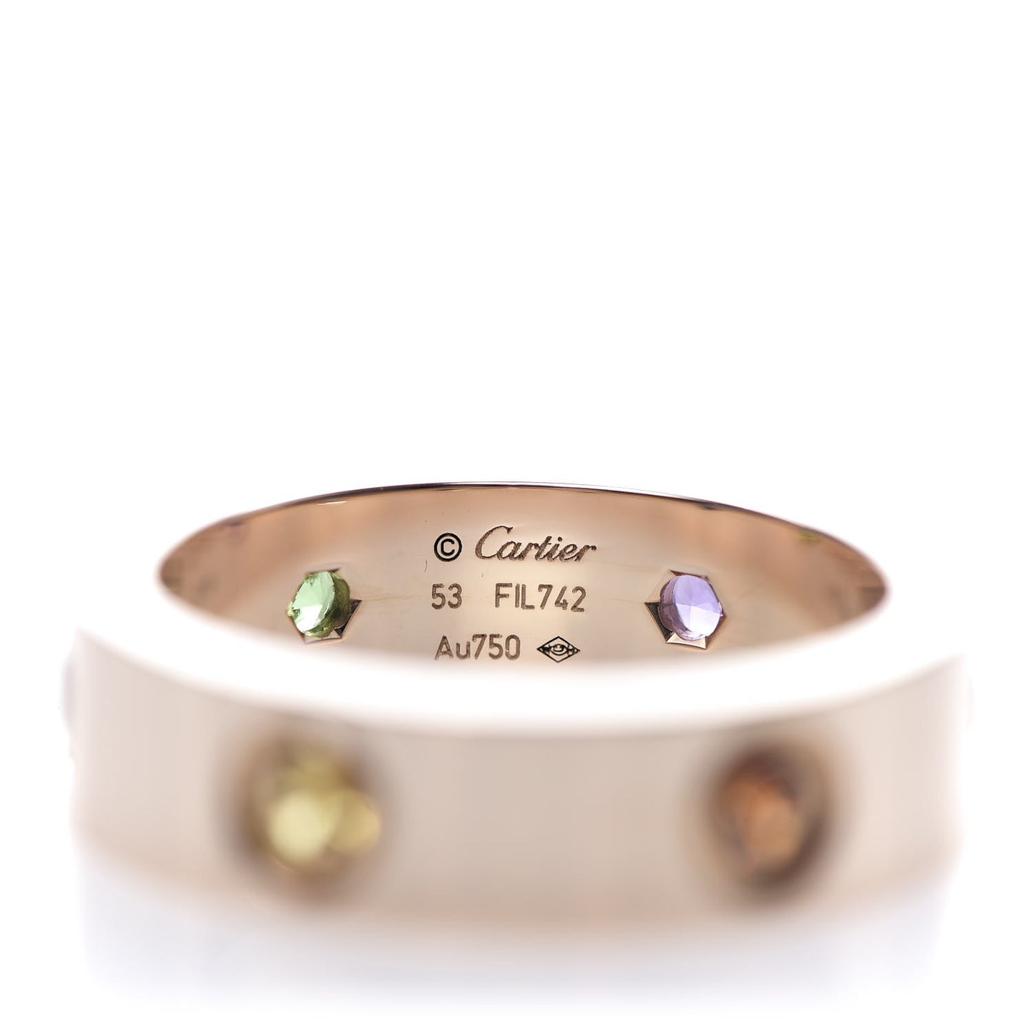 18K Pink Gold Sapphire Garnet Amethyst 5.5mm LOVE Ring 53 6.5