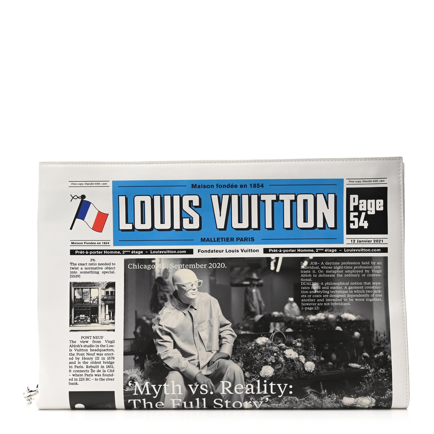 Louis Vuitton Calfskin Newspaper Print Pouch 1 of 13