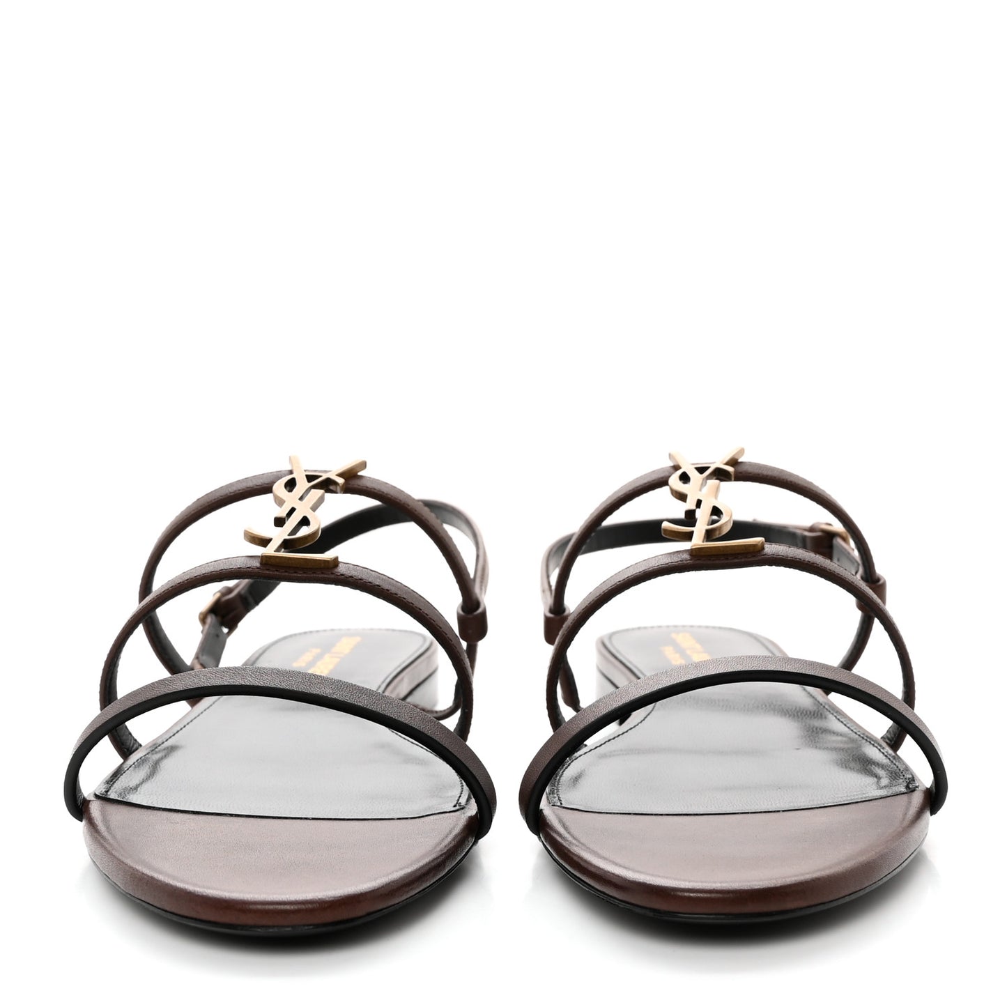 Calfskin Cassandra Monogram Sandals 38 Moro
